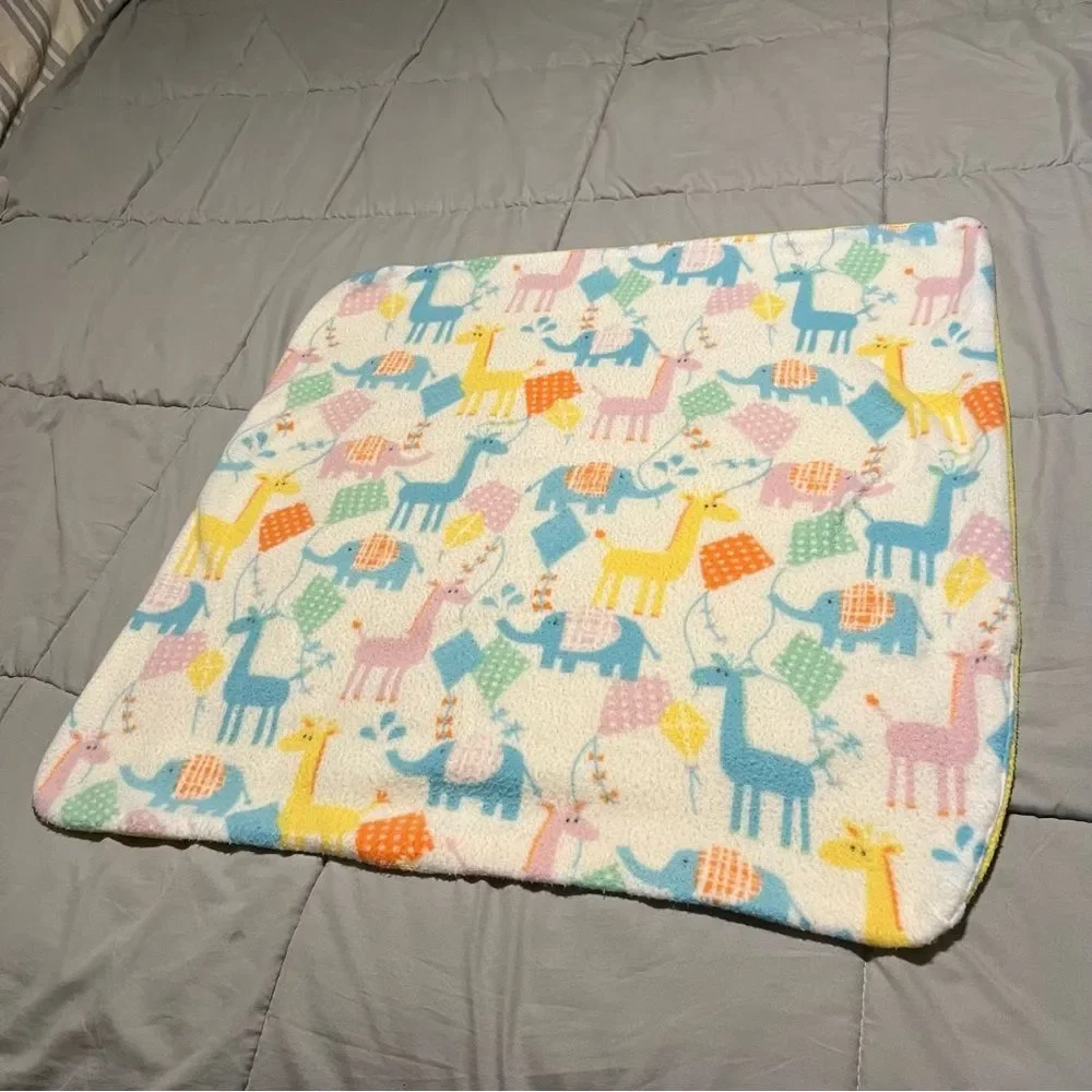 Fleece Baby Blanket Multicolor Animal Print Elephant Giraffe Security 28X28